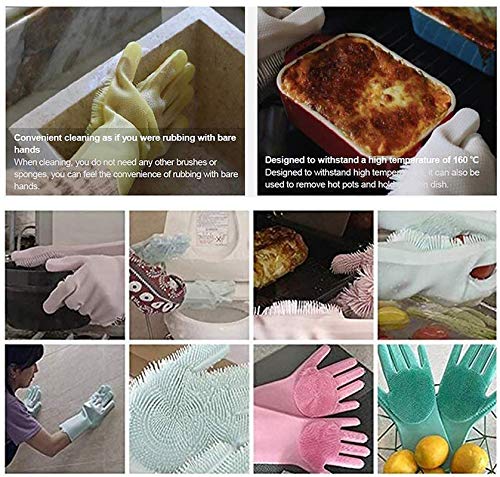 Volo VOLO Cleaning Sponge Gloves Dishwashing Gloves Silicone Reusable Cleaning Brush Heat Resistant Scrubber Gloves for Housework Kitchen Clean Bathroom Bathing Car WashingRandom colors  - Image 4