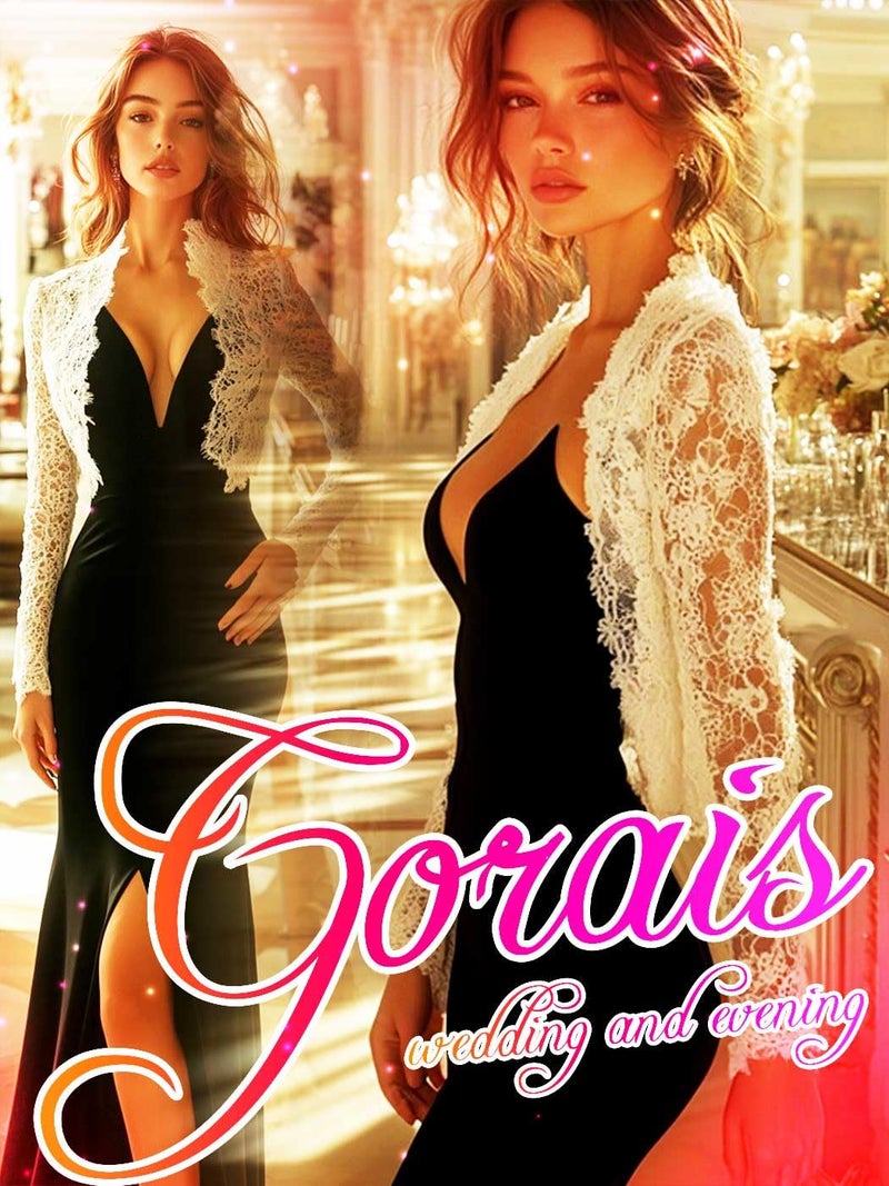 GORAIS جاكيتات بوليرو من قماش الدانتيل للنساء لفساتين السهرة بأكمام طويلة، شروحات زفاف للعروس ووصيفات العروس باللون الأبيض - Image 3