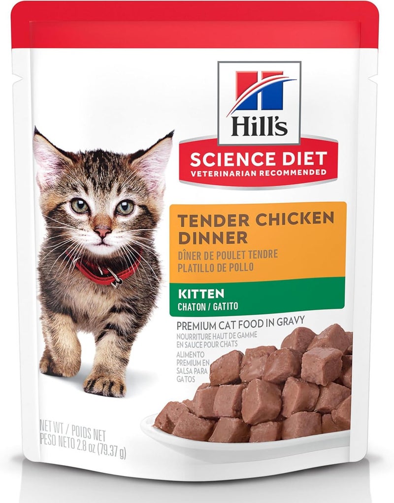 Hills Science Diet Kitten Kitten Premium Nutrition Wet Cat Food Chicken Stew 28 oz Pouch Case of 24 - Image 1