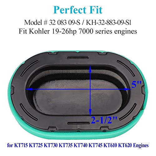 HOODELL KH-32-883-09-S1 Air Filter Fit Kohler KT745 KT740 KT735 KT730 KT725 KT715 Engine Cub Cadet XT1 XT2 Lawn Mower, Premium 32 083 09-S Air Filter - Image 3