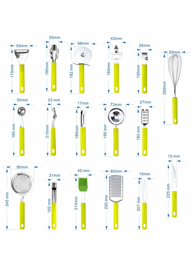 Perfii 34-Piece Stainless Steel Kitchen Utensils Set, Complete Tools and Equipment for Food Prepping Cooking and Baking  - Image 2