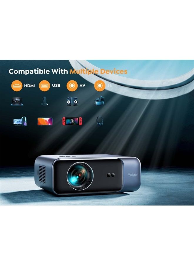 Yaber [Auto Focus] YABER Pro V9 4K Projector with WiFi 6 and Bluetooth 5.2, 500 ANSI Native 1080P Outdoor Movie Projector, Auto 6D Keystone & 59% Zoom, Home Theater Projector for Phone/TV Stick/PC - Image 5
