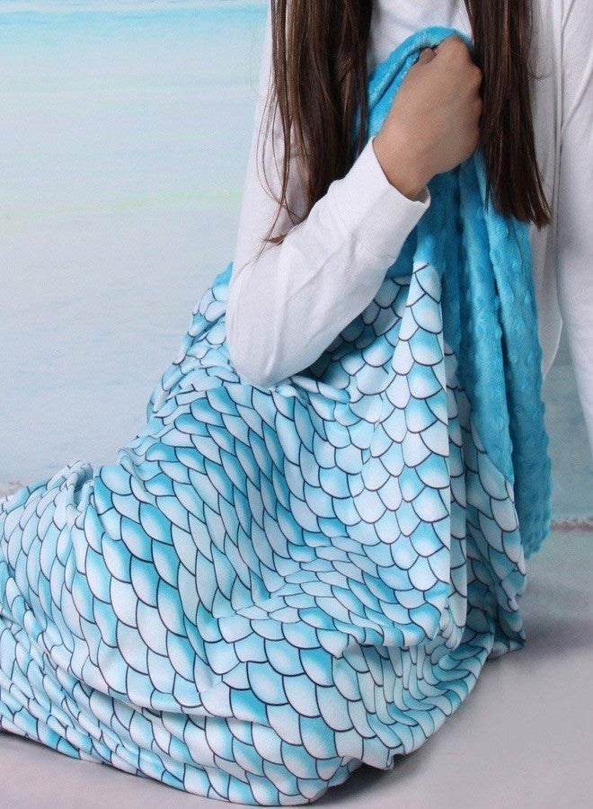 سناجل ستافز بطانية سنغل ستافس للبنات بنقشة حراشف منقطة وذيل حورية البحر (صغير جدًا - 24 بوصة، أزرق) - Image 5