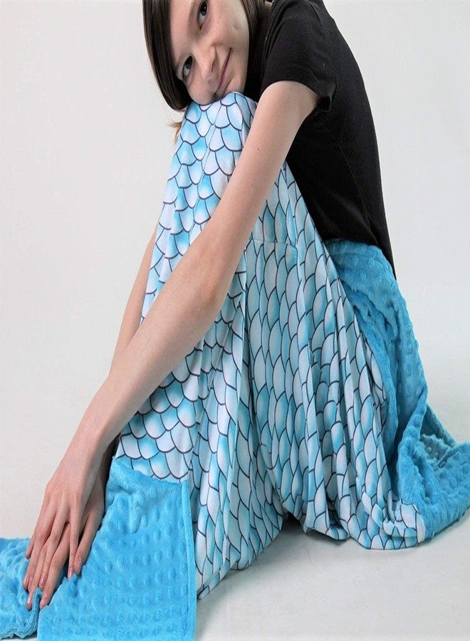سناجل ستافز بطانية سنغل ستافس للبنات بنقشة حراشف منقطة وذيل حورية البحر (صغير جدًا - 24 بوصة، أزرق) - Image 4