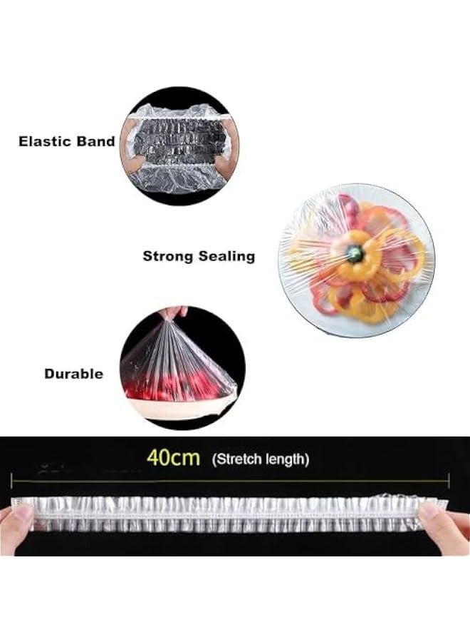 بيوينتي 200 قطعة من اغطية الطعام للاستعمال مرة واحدة من هيكسار، اكياس بلاستيكية مرنة لحفظ الطعام طازجا لاوعية الفاكهة واكواب قابلة للتمدد للحاويات والاغطية وتخزين الثلاجة، غطاء اطباق تقديم شفاف - Image 3