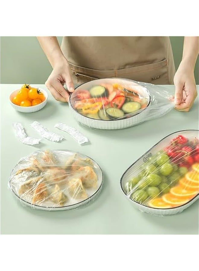بيوينتي 200 قطعة من اغطية الطعام للاستعمال مرة واحدة من هيكسار، اكياس بلاستيكية مرنة لحفظ الطعام طازجا لاوعية الفاكهة واكواب قابلة للتمدد للحاويات والاغطية وتخزين الثلاجة، غطاء اطباق تقديم شفاف - Image 4