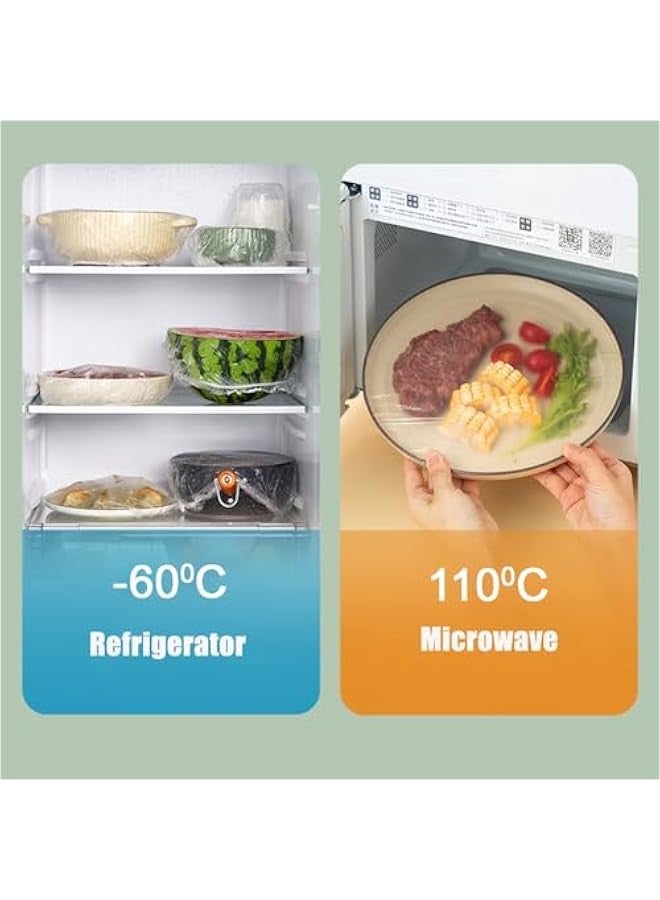 بيوينتي 200 قطعة من اغطية الطعام للاستعمال مرة واحدة من هيكسار، اكياس بلاستيكية مرنة لحفظ الطعام طازجا لاوعية الفاكهة واكواب قابلة للتمدد للحاويات والاغطية وتخزين الثلاجة، غطاء اطباق تقديم شفاف - Image 5