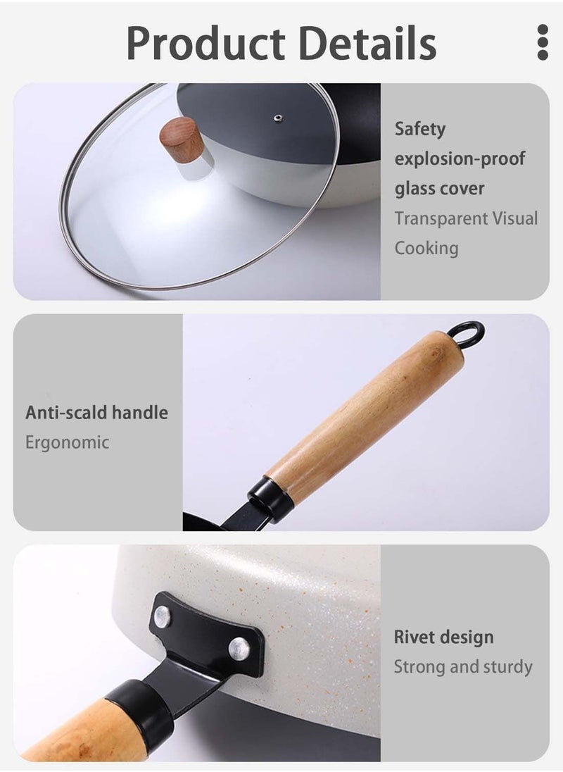 MIXDE - 3 Piece Cookware Set Non Stick Coating Three Piece Pot Set Wok Frying Pan Soup Pan Uniform Heat Conduction White - Image 1