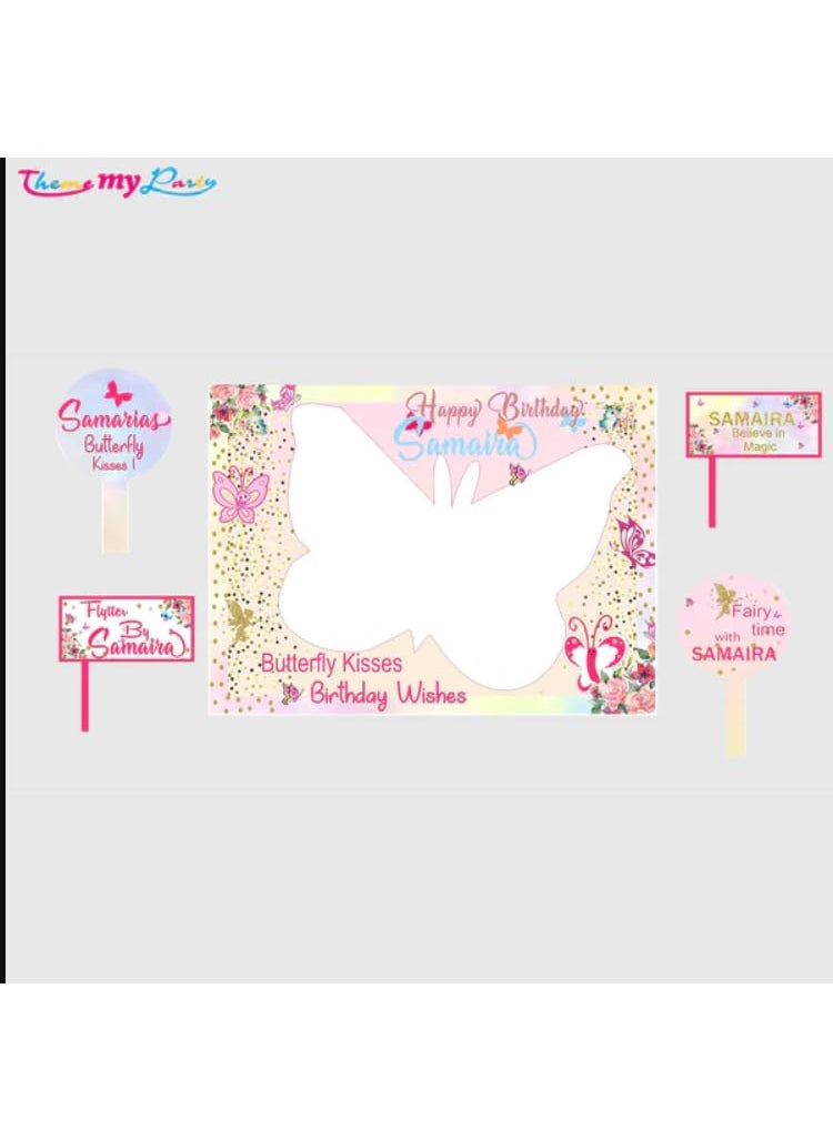 Theme My Party - Theme My Party Butterfly & Fairy Birthday Photobooth Props For Girls Birthday Party - 18 Inch x 12 Inch - Image 1