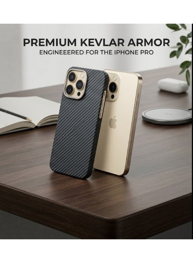 جراب حماية فائق النحافة من ألياف الكربون بتصميم كيفلر لهاتف iPhone 17 Pro، مزود بغطاء واقٍ متين من ألياف الأراميد ذات الجودة العسكرية. - Image 5