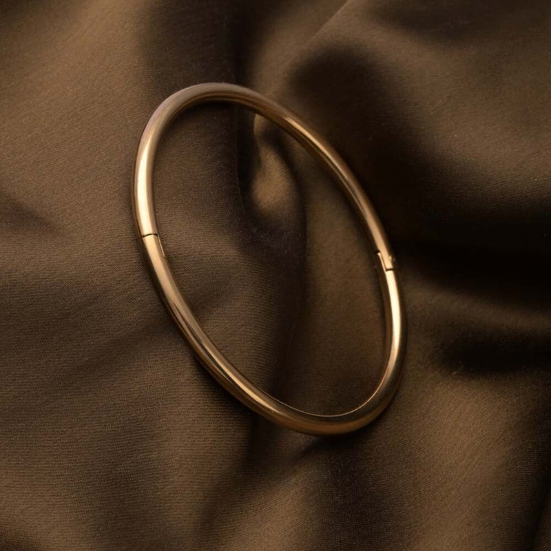 PALMONAS 18k Gold Tone Plated Classic Gold Bangle Bracelet
 for Women - Image 2