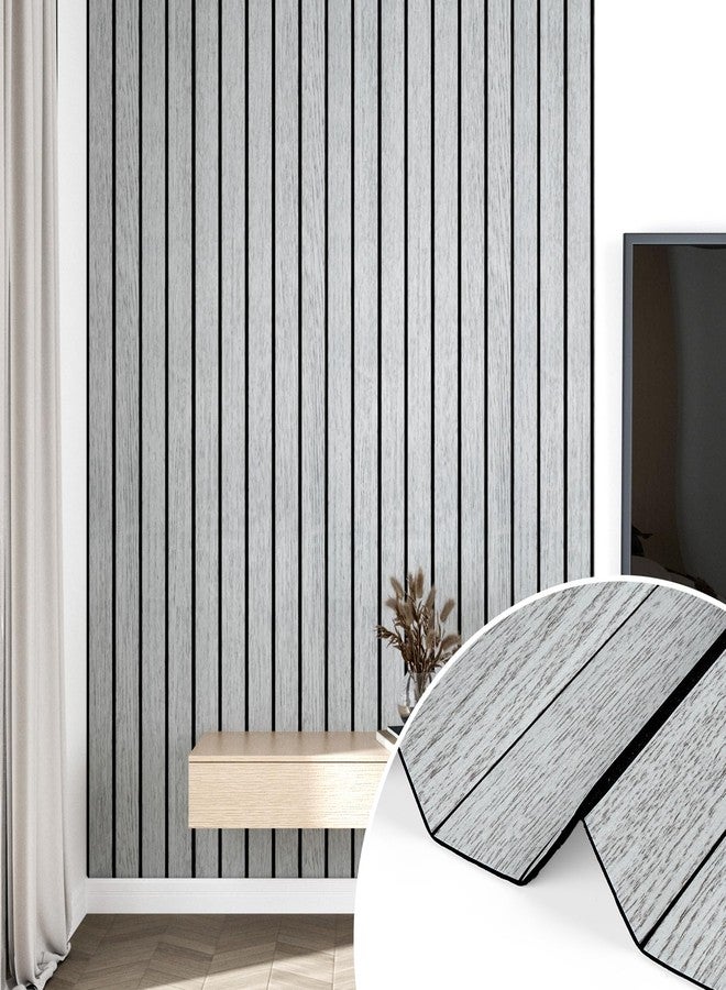 Wallercity ألواح جدارية خشبية ذاتية اللصق من Wallercity باللونين الأبيض والرمادي، ألواح ثلاثية الأبعاد لتزيين الحائط، ألواح خشبية عازلة للصوت قابلة للتقشير واللصق لغرفة النوم والمطبخ، ورق جدران من الفينيل المقاوم للماء بمقاس 11.7 × 197 بوصة، سياج خشبي صناعي - Image 3