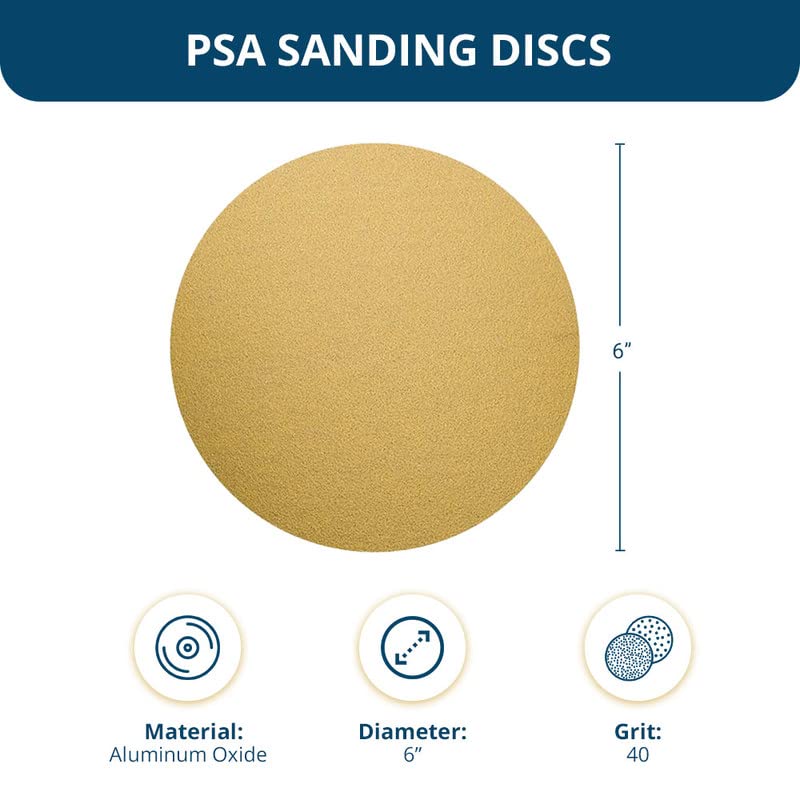 Benchmark Abrasives PSA Gold 6 Inch Self Adhesive Sanding Discs with Aluminum Oxide Grains Automotive DA Sandpaper - 6 Inch Sanding Discs Roll - Surface Blending Orbital Sanders (100 Count), 40 Grit - Image 5