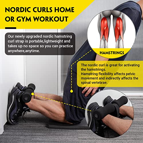 COFOF Nordic Hamstring Curl Strap with Fitness Knee Mat, Holds 420 Pounds for Hamstring Curls, Sit Up Bar for Floor, Spanish Squats, Ab Workout, 5 Seconds Setup Nordic Curl Home Fitness Equipment - Image 2