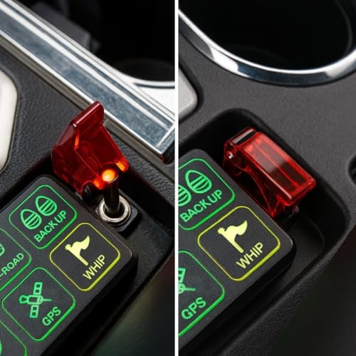 MGI SpeedWare LED Toggle Switch 12V 20A SPST ON/Off with Aircraft Safety Cover (Red, 3-Pack) - Image 4