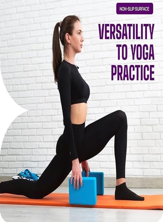 First Choice مكعب يوغا من إسفنج EVA عالي الكثافة من FIRST CHOICE للقوة والتوازن والمرونة، مقاوم للروائح، حجم عادي (3 × 6 × 9 بوصات، مجموعة من قطعة واحدة، أزرق) - Image 4