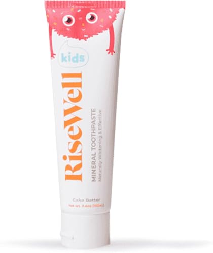 RiseWell Kids Mineral Toothpaste Kids Hydroxyapatite Toothpaste with Xylitol for Teeth Protection Made by Dentists Safe to Swallow No Added Fluoride and All Natural Cake Batter Flavor 34 Oz