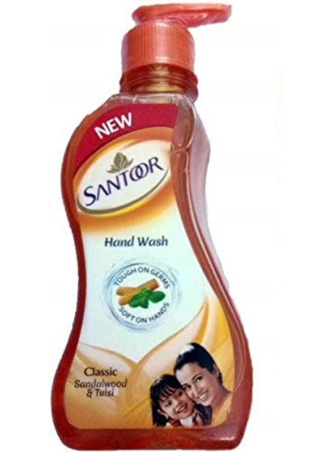 Santoor Classic HANDWASH Sandalwood and Tulsi Soft On 2 Hand Wash POUCH (215 + 180) Pump Dispenser - Image 2