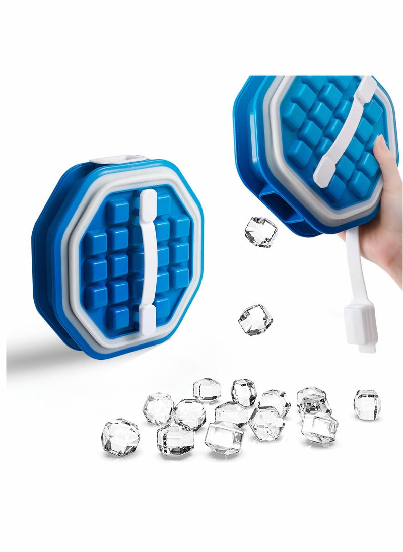 SYOSI - Ice Cube Trays with Lids, Silicone Ice Tray Molds with Handles, 19 Ice Cubes Per Tray, Easy-Release Ice Tray Tools - Image 1