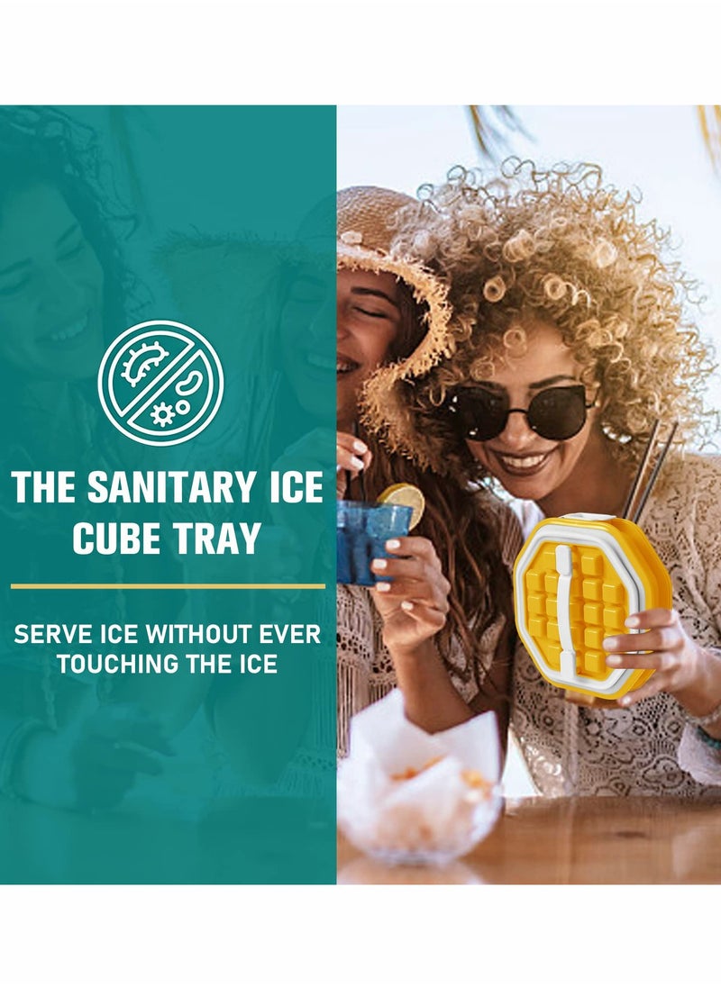 SYOSI - Ice Cube Trays with Lids, Silicone Ice Tray Molds with Handles, 19 Ice Cubes Per Tray, Easy-Release Ice Tray Tools - Image 1