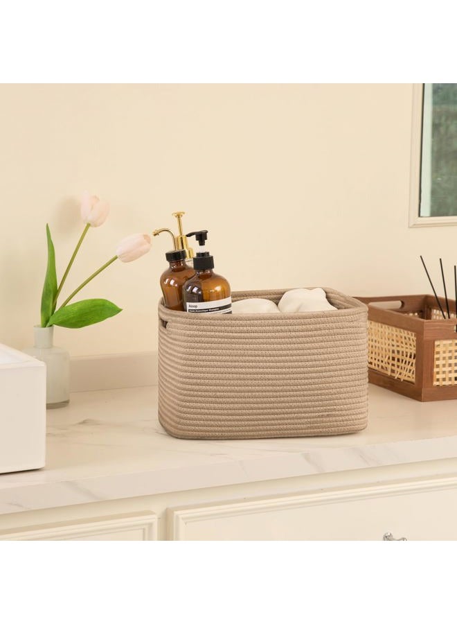 OIAHOMY 4 Pack Storage Baskets for Organizing, Cube Storage Bins for Shelves, Rectangle Storage Baskets With Handles, Woven Baskets for Storage, 12.7''Lx9''Wx7.8''H, Yellow - Image 5