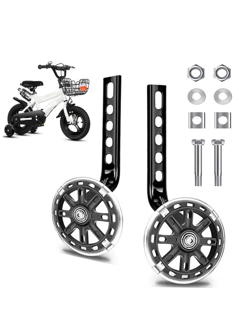 Generic Kids Bike Support Wheel, Rear Training Wheel Stabilizer for 12 14 16 18 20 Inch Bike Silent Flash Wheel Boys and Girls Practice Stabilizer Mounting Kit (1 Set, Black) - Image 1