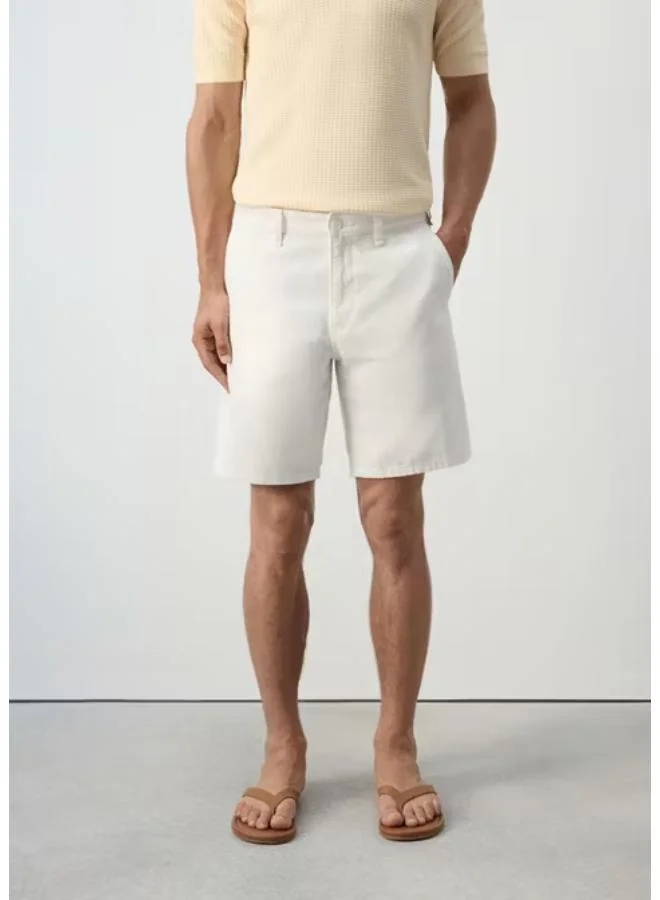 Regular Fit Cotton-Linen Bermuda Shorts