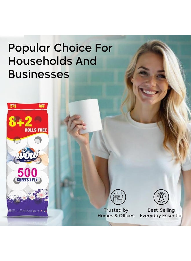WOW Toilet Roll  500 x 2 ply   - 8 + 2 Rolls Free 6 bundle x 60 rolls - Image 4