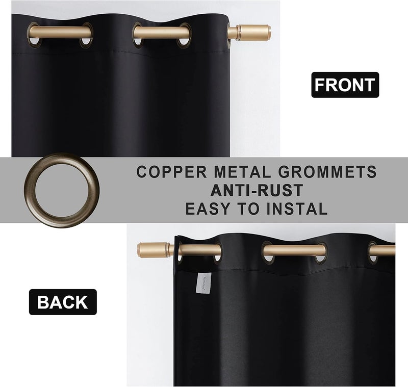 Rutterllow 100% Blackout Curtains for Bedroom 42Wx72L Inch, Energy Efficiency Full Shading Window Curtain Panels, Heat and Light Blocking Soundproof Draperies for Living Room/Cafe (1 Pair, Black) - Image 5