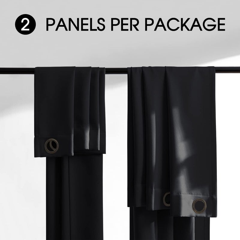 Rutterllow 100% Blackout Curtains for Bedroom 42Wx72L Inch, Energy Efficiency Full Shading Window Curtain Panels, Heat and Light Blocking Soundproof Draperies for Living Room/Cafe (1 Pair, Black) - Image 4