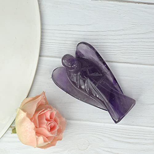 Crystu Amethyst Angel Natural Crystal Stone Angels Size 5 cm (2 inch). Charged by Reiki Grand Master & Vastu Expert (Color : Purple) - Image 2