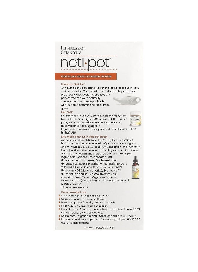Himalayan Chandra - Himalayan Chandra, Neti Pot, Porcelain Sinus Cleansing System, 3 Piece Kit - Image 1