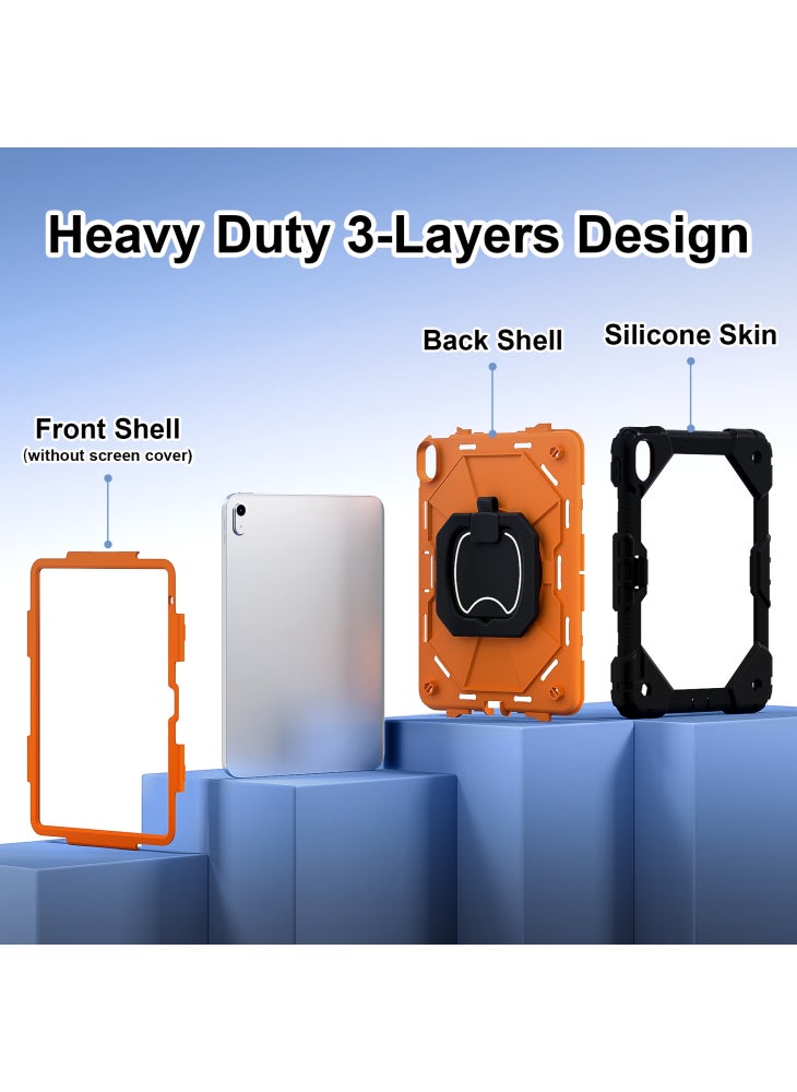 C3 for iPad (2025)/10.9 (2022) Case Contrast Color Silicone+PC Kickstand Anti-Drop Tablet Cover - Black+Orange - Image 3