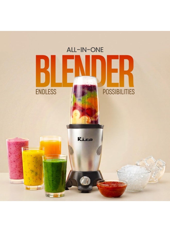Rico Nutri Fresh - Blender & Mixer Grinder with Unbreakable Jars | Powerful 500W Motor | Smoothie Maker for Shakes, Juices & Masala Grinding | Portable & Easy to Clean | 1 Year Replacement Warranty - Image 3