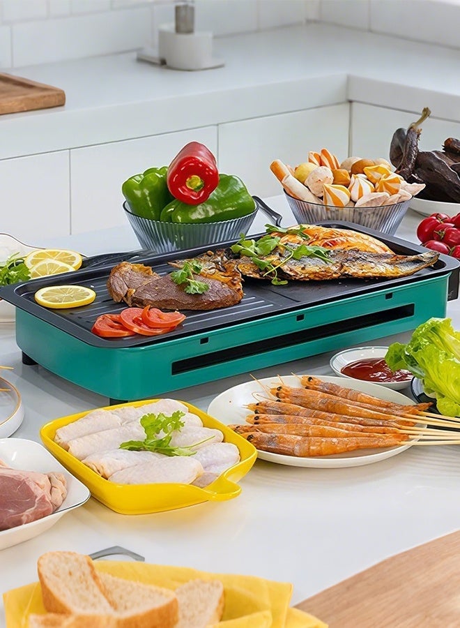 أبيكس شواية كهربائية داخلية 2 في 1 للمطبخ، شواية داخلية متعددة الاستخدامات بدون دخان للطبخ المنزلي مع شبكة شواء، صينية خبز غير لاصقة وصينية تنقيط - Image 3