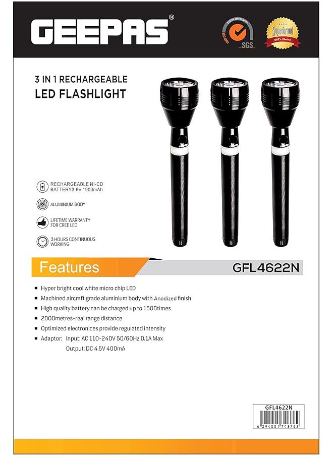 3 Rechargeable Led Flashlight Gfl4622