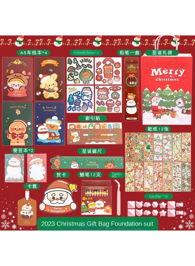 Bluejw Christmas Stationery Suit School Supplies Gift Box Primary School Children Girls Girls Gift Book Hand Account Account - Image 1