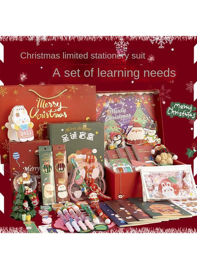 Bluejw Christmas Stationery Suit School Supplies Gift Box Primary School Children Girls Girls Gift Book Hand Account Account - Image 2