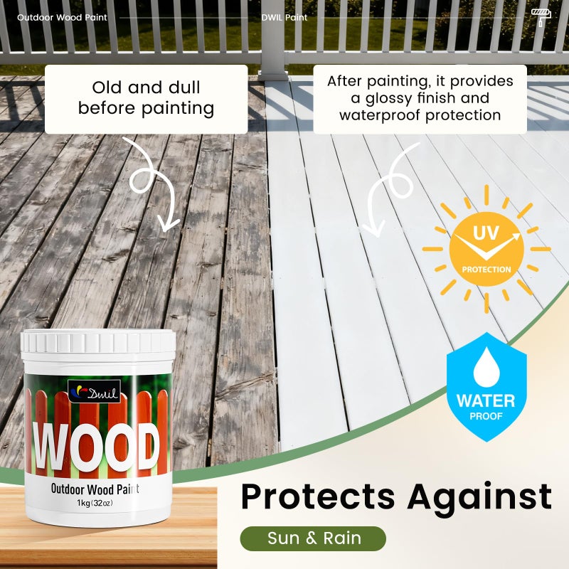 DWIL Wood Paint, White Paint for Wood, No Sanding& Fast Dry Outdoor WoodPaints, Water Based& Low Odor Furniture Door Cabinet Paints, Perfect for Indoor/Exterior White, 50-60sq.ft - Image 5