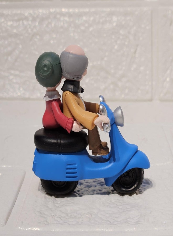 ARUNA DECOR Vintage Decorative Miniature Couple on Scooter Figurine, PVC Garden Ornament, Romantic Home Decor Collection Piece - Image 4