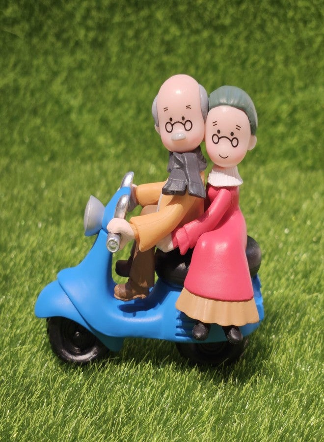 ARUNA DECOR Vintage Decorative Miniature Couple on Scooter Figurine, PVC Garden Ornament, Romantic Home Decor Collection Piece - Image 1