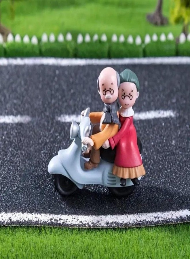ARUNA DECOR Vintage Decorative Miniature Couple on Scooter Figurine, PVC Garden Ornament, Romantic Home Decor Collection Piece - Image 3