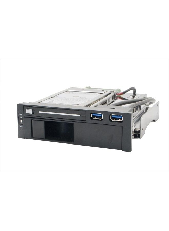 Syba SY-MRA55006 5.25" Bay Tray Less Mobile Rack for 3.5" and 2.5" Sata III HDD with Extra 2 Port USB 3.0, Black/White - Image 1