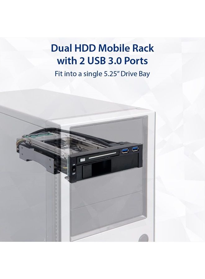 Syba SY-MRA55006 5.25" Bay Tray Less Mobile Rack for 3.5" and 2.5" Sata III HDD with Extra 2 Port USB 3.0, Black/White - Image 4