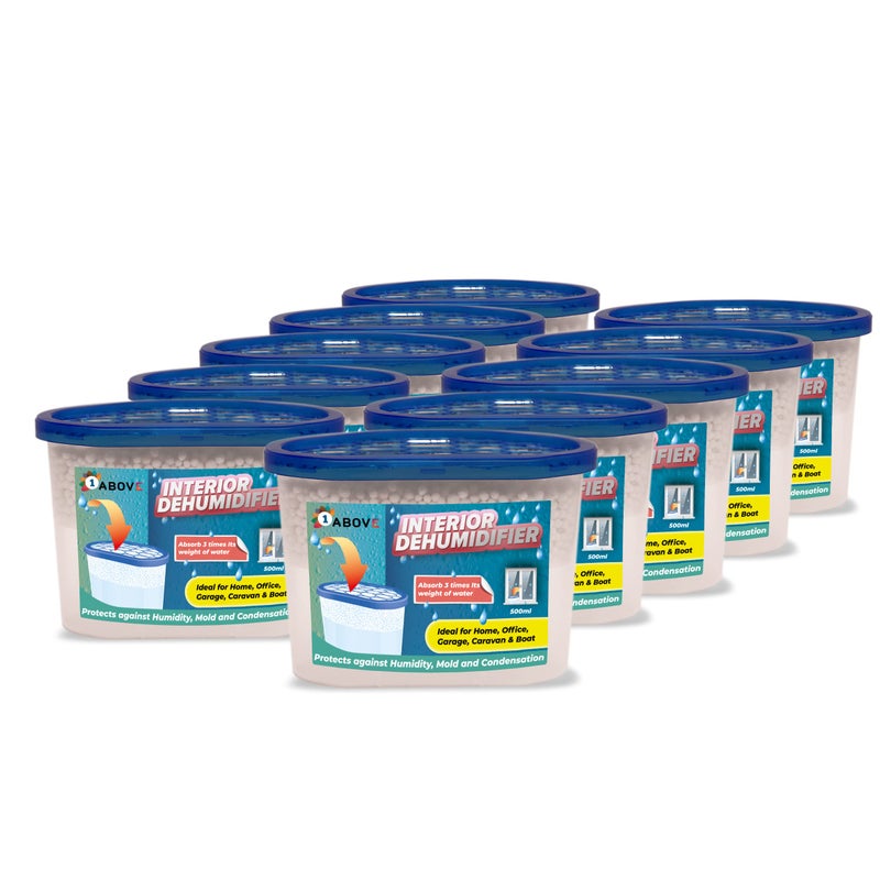 1Above مجفف 1ABOVE 500 مل عبوة من 10 مزيلات التكثف ماصات الرطوبة مجففات للرطوبة والعفن في المنزل والمطبخ والخزانة وغرفة النوم والعربة والمكتب والمرآب والقبو