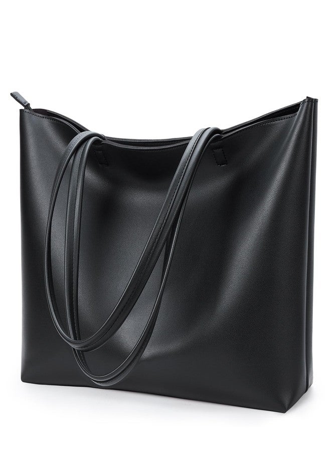 KALIDI FANCY FOREST KALIDI Tote Bag Zipper Shoulder Bag Faux Leather Purses for Women Large Casual Handbag Work Dating College, Black - Image 1