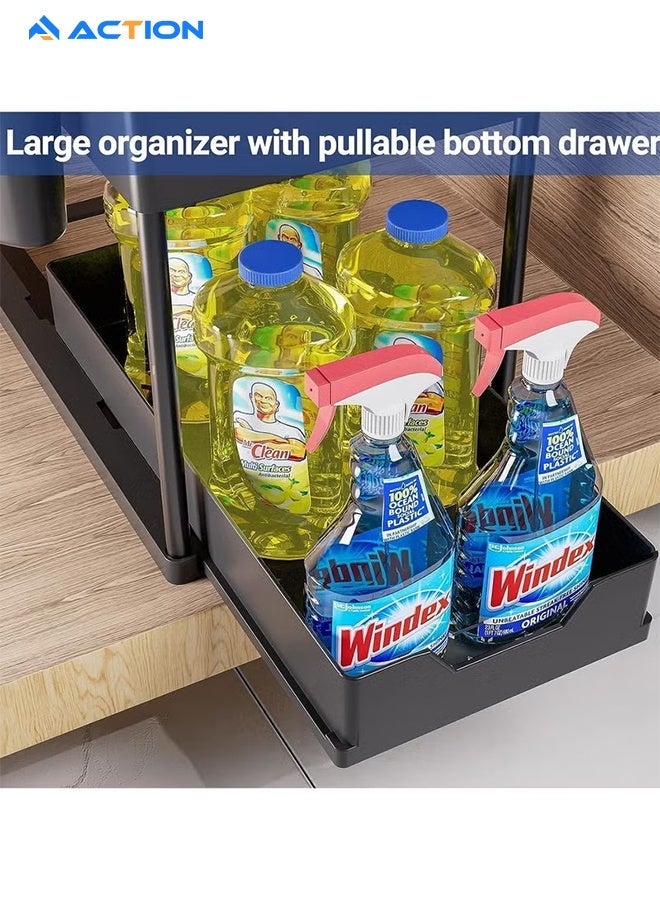 ACTION Multi-Purpose Pull-Out Storage Organizers, Under Sink Organizers And Storage For Bathroom & Kitchen, Under Cabinet Organizers And Storage, Black - Image 5