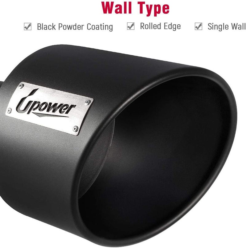U-Power Exhaust Tips 4" Inlet 10" Outlet 15" Black Long Stainless Steel Bolt-On - Image 5