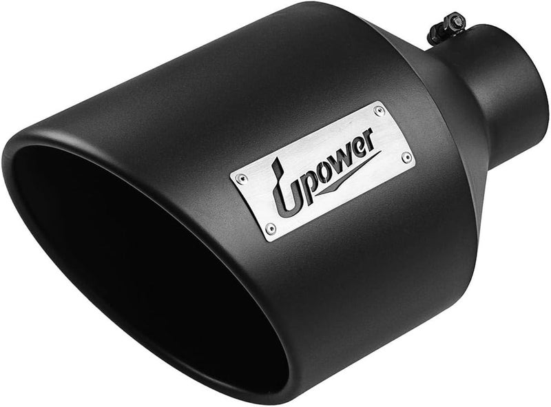 U-Power Exhaust Tips 4" Inlet 10" Outlet 15" Black Long Stainless Steel Bolt-On - Image 1
