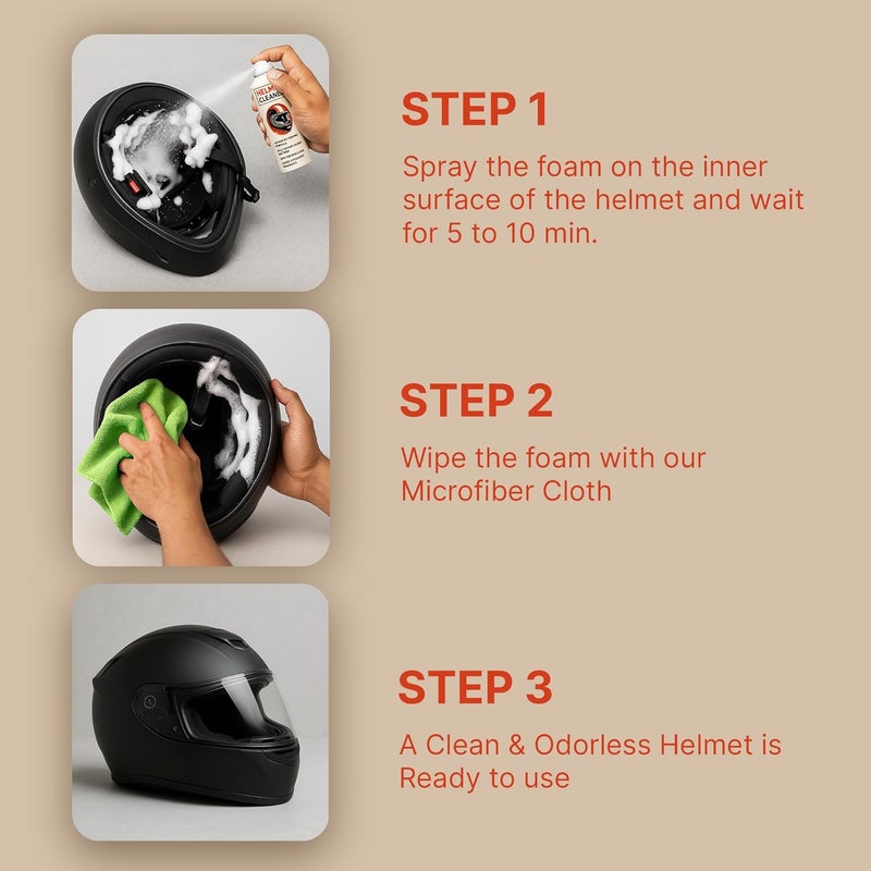 shinexpro Helmet Cleaner Spray - 125mL - Anti-Bacterial Foaming Helmet Cleaner Spray, Safe For Skin & Hair - Deep Cleans Helmet Interior & Removes Bad Odor - Image 3